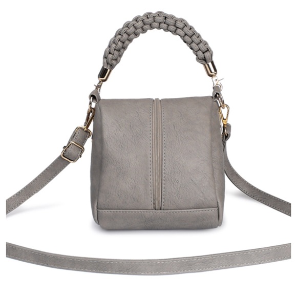 ❤️ The Teona Gray Vegan Leather Fringe Handbag - Picture 2 of 7